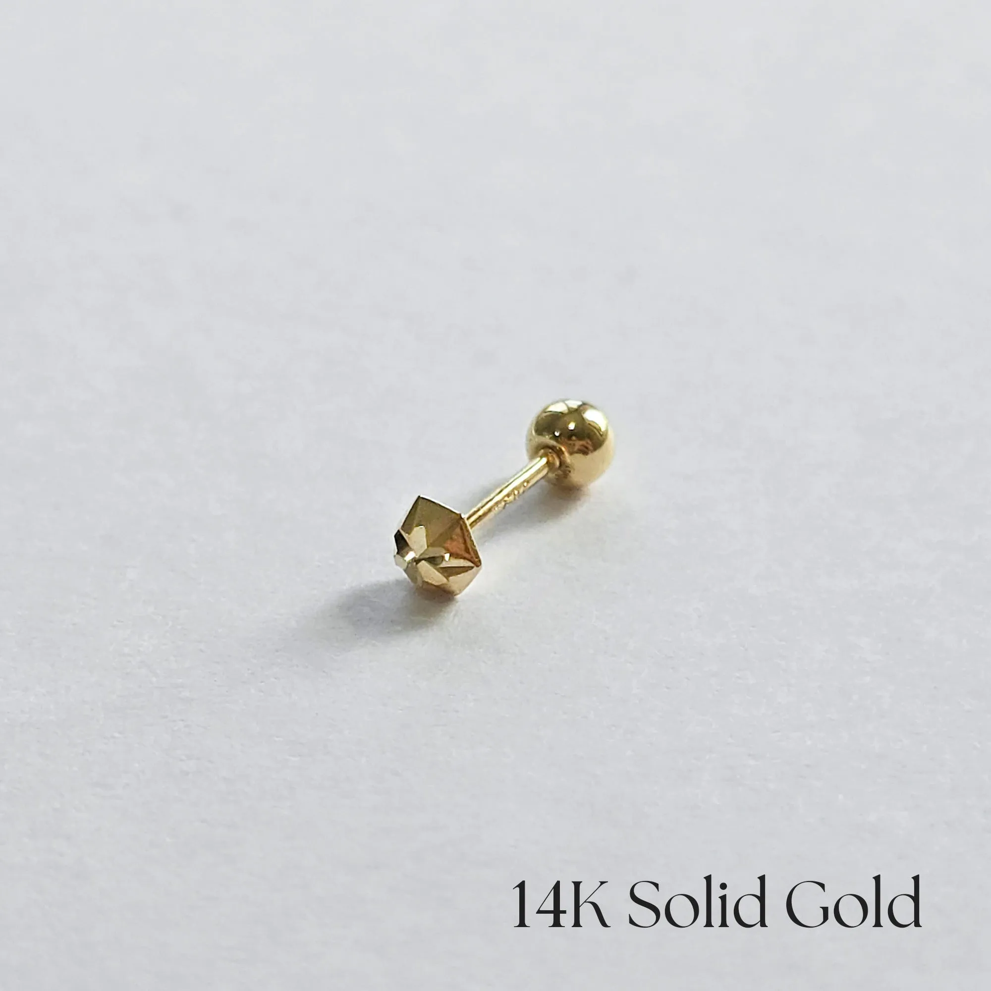 14K Shiny Hexagon Cartilage Earring