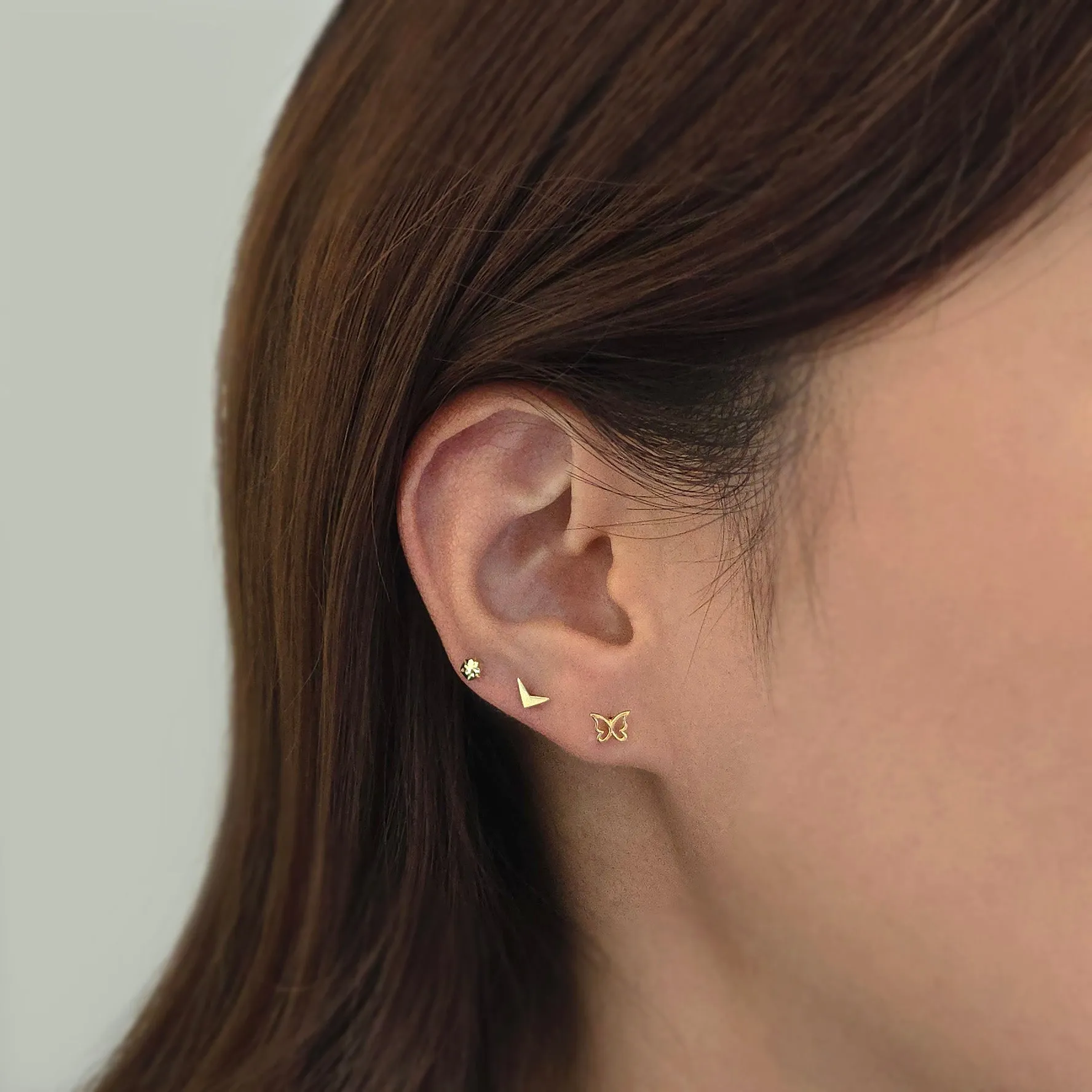 14K Shiny Hexagon Cartilage Earring
