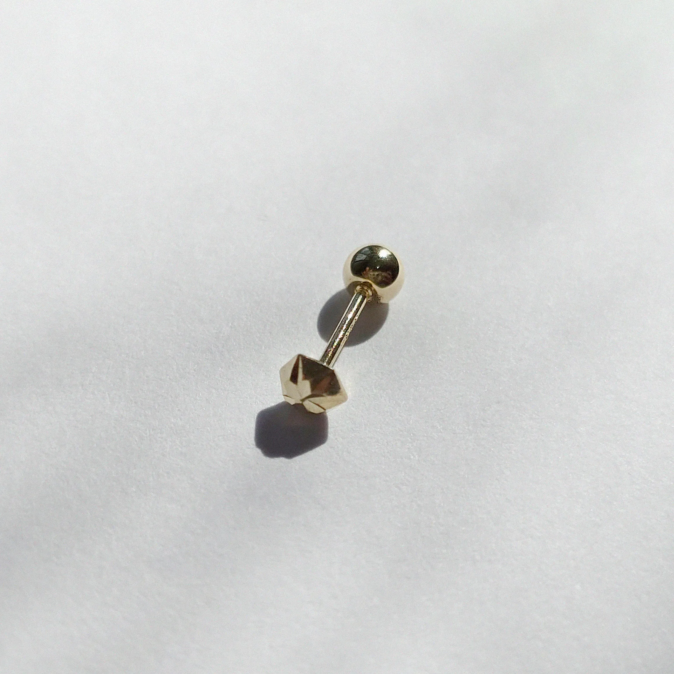 14K Shiny Hexagon Cartilage Earring