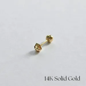 14K Shiny Hexagon Cartilage Earring