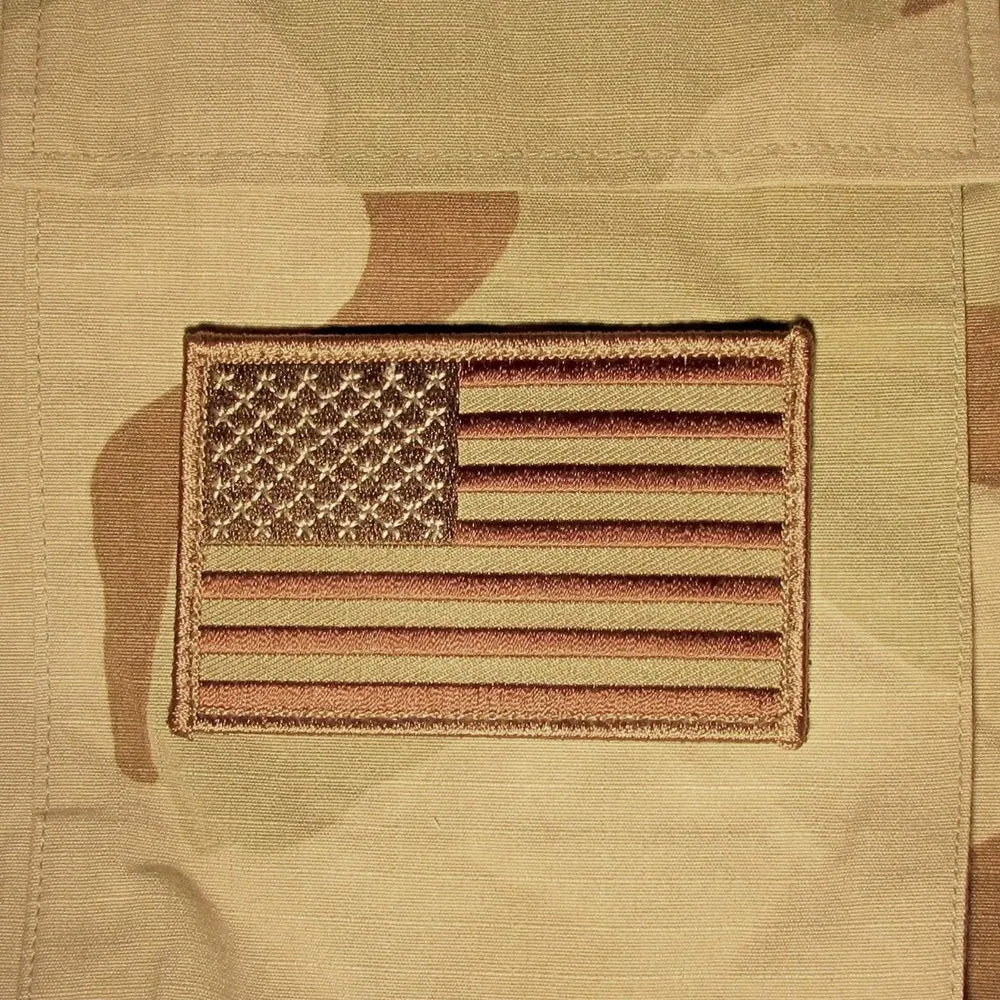 2 x USA PATCH AMERICAN FLAG TACTICAL US MORALE MILITARY DESERT FASTEN EMBLEM