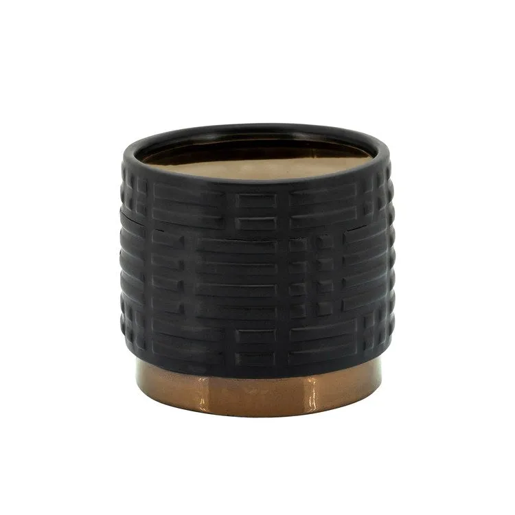 6"/8" Maze Metallic Planters Set of 2 - Black