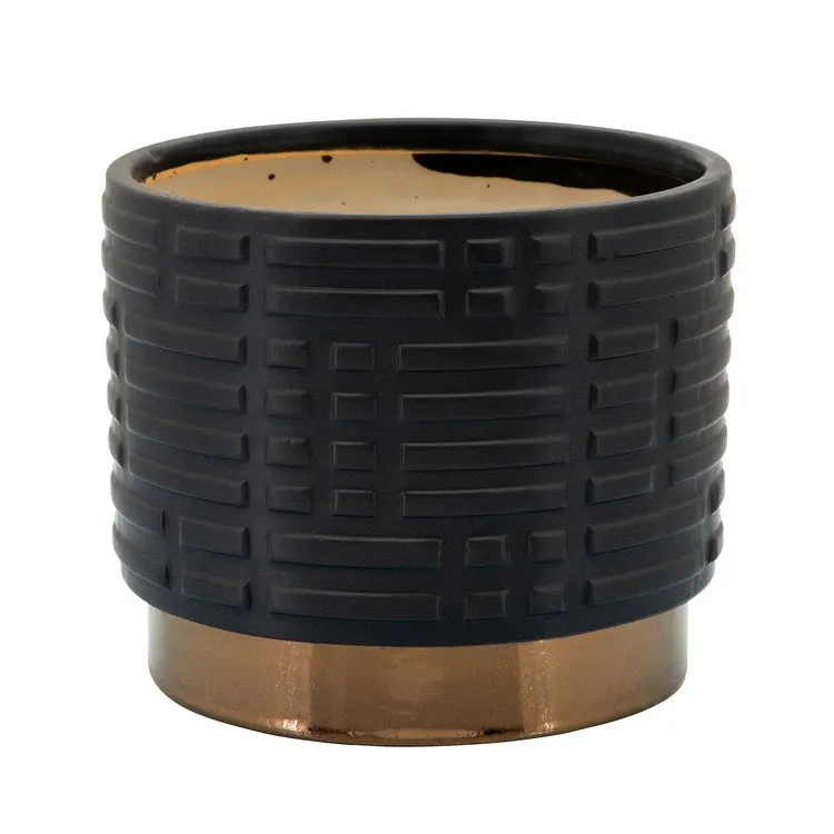 6"/8" Maze Metallic Planters Set of 2 - Black