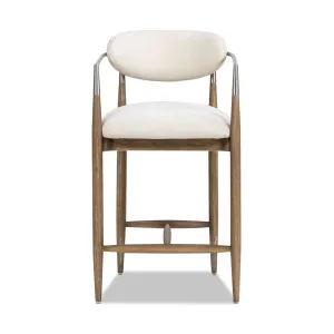 Artemis - Mixed Material Upholstered Counter Stool - Warm White by Couch.com