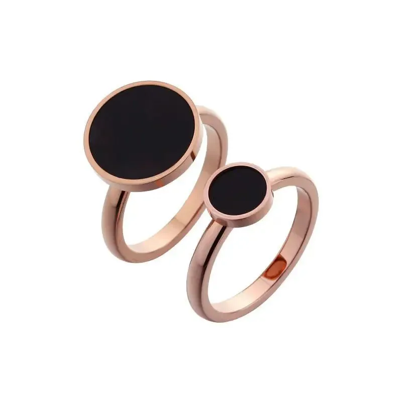 Black Round Index Finger Ring | Trendy Korean Style Titanium Ring