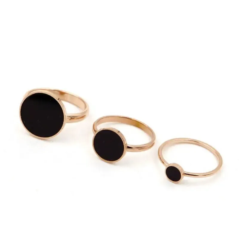 Black Round Index Finger Ring | Trendy Korean Style Titanium Ring