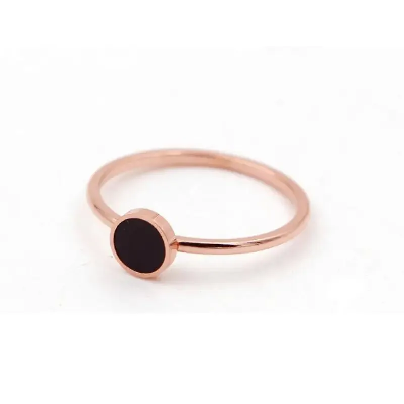 Black Round Index Finger Ring | Trendy Korean Style Titanium Ring