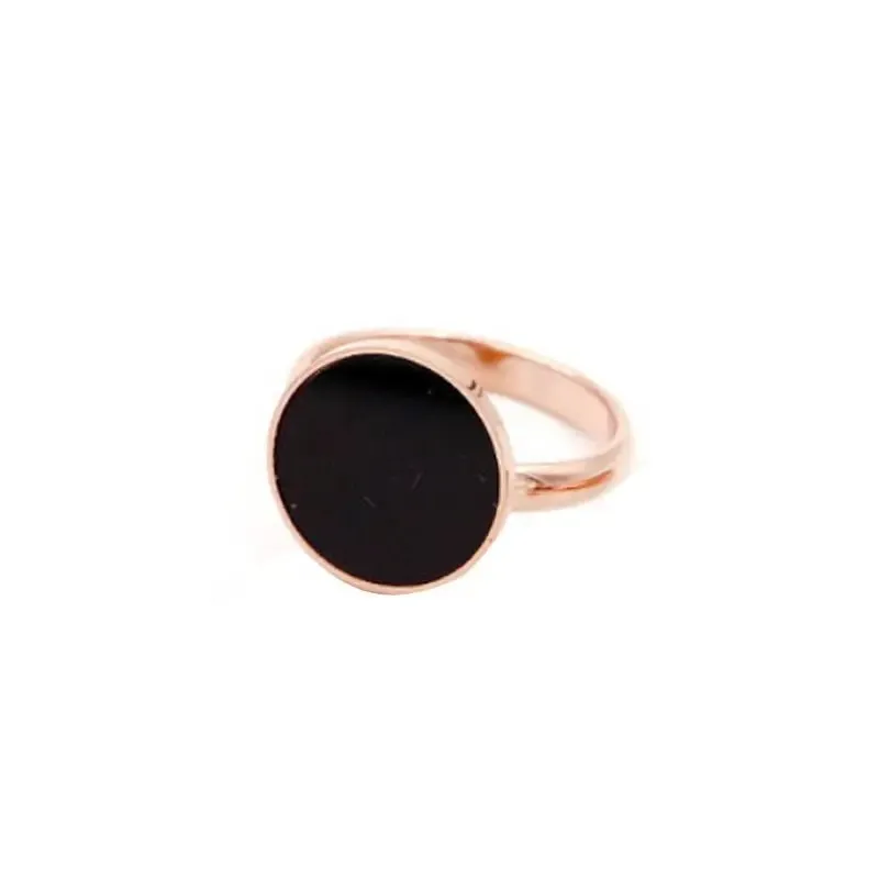 Black Round Index Finger Ring | Trendy Korean Style Titanium Ring