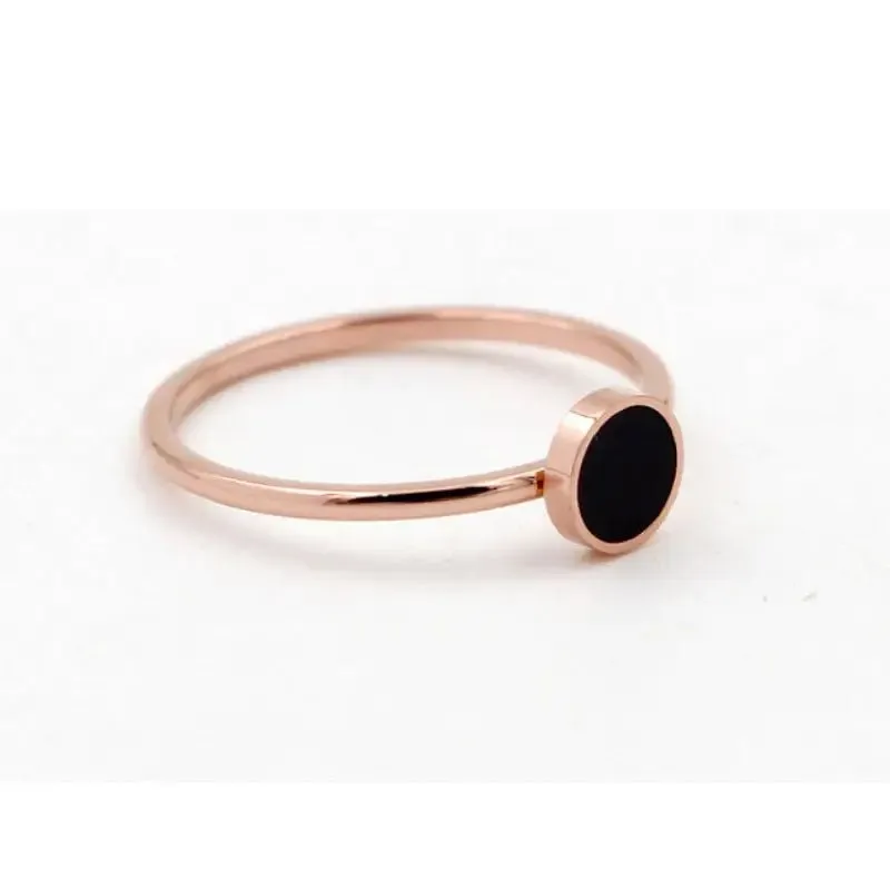 Black Round Index Finger Ring | Trendy Korean Style Titanium Ring