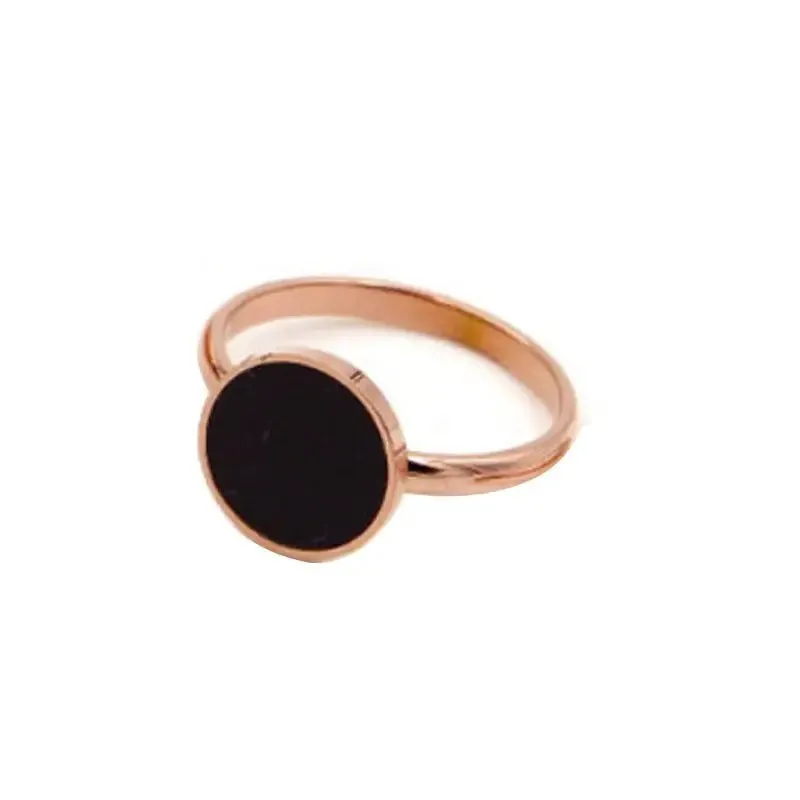 Black Round Index Finger Ring | Trendy Korean Style Titanium Ring