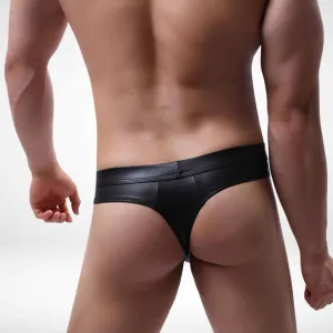 Blackout Faux Leather Thong