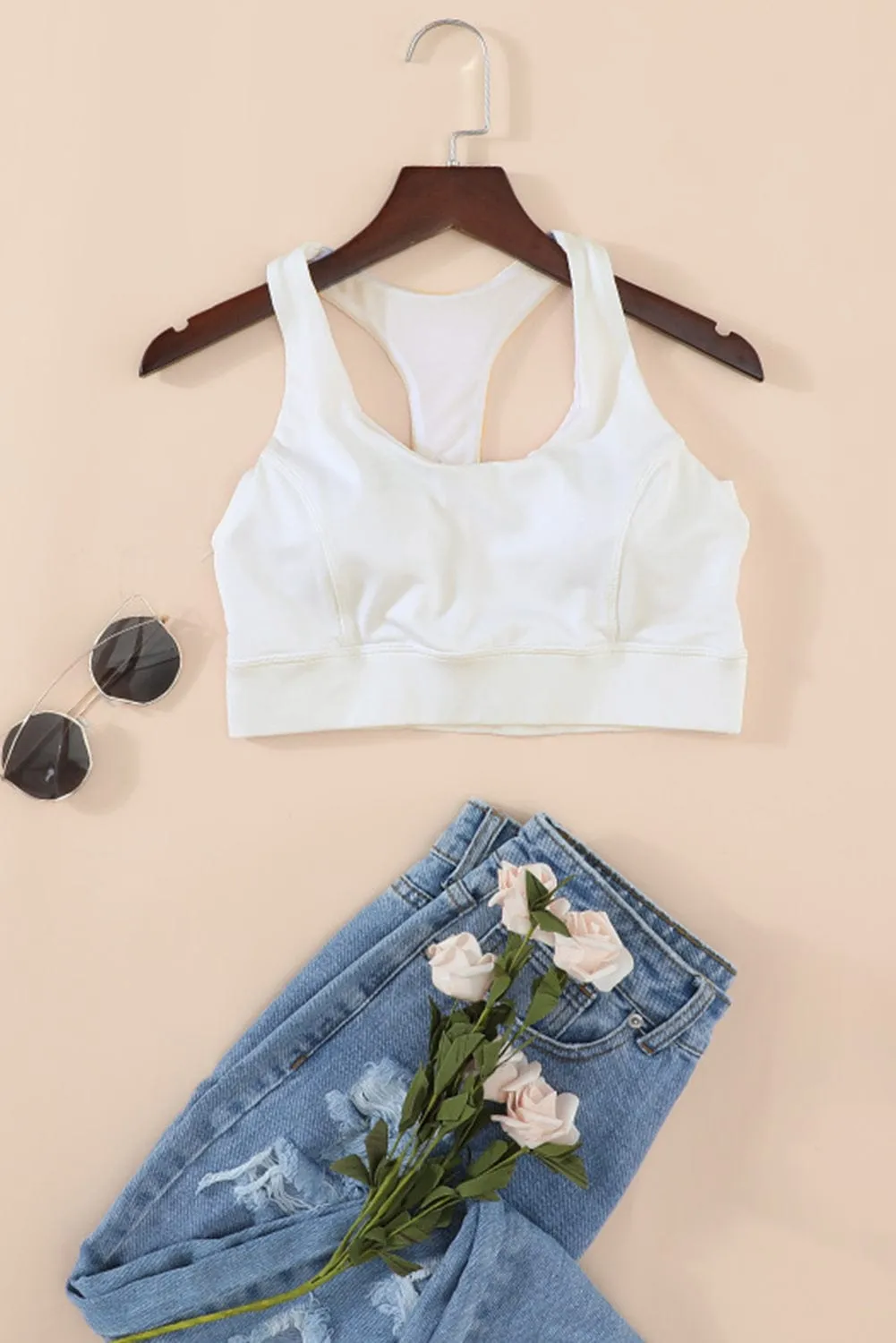 Boost White Racerback Sports Bra