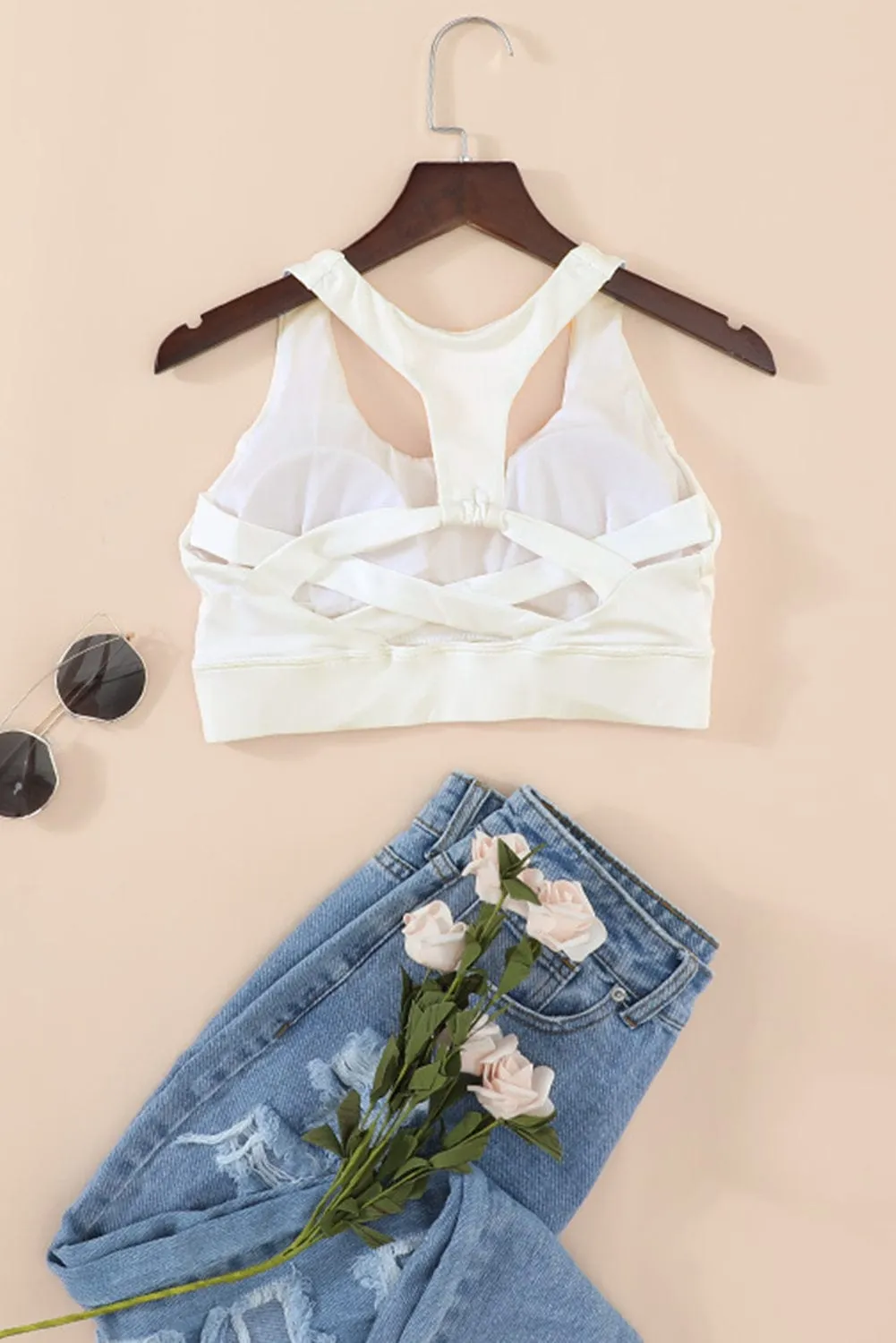 Boost White Racerback Sports Bra
