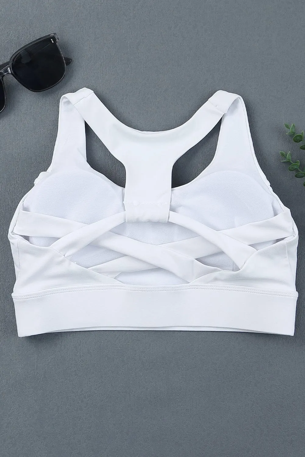 Boost White Racerback Sports Bra