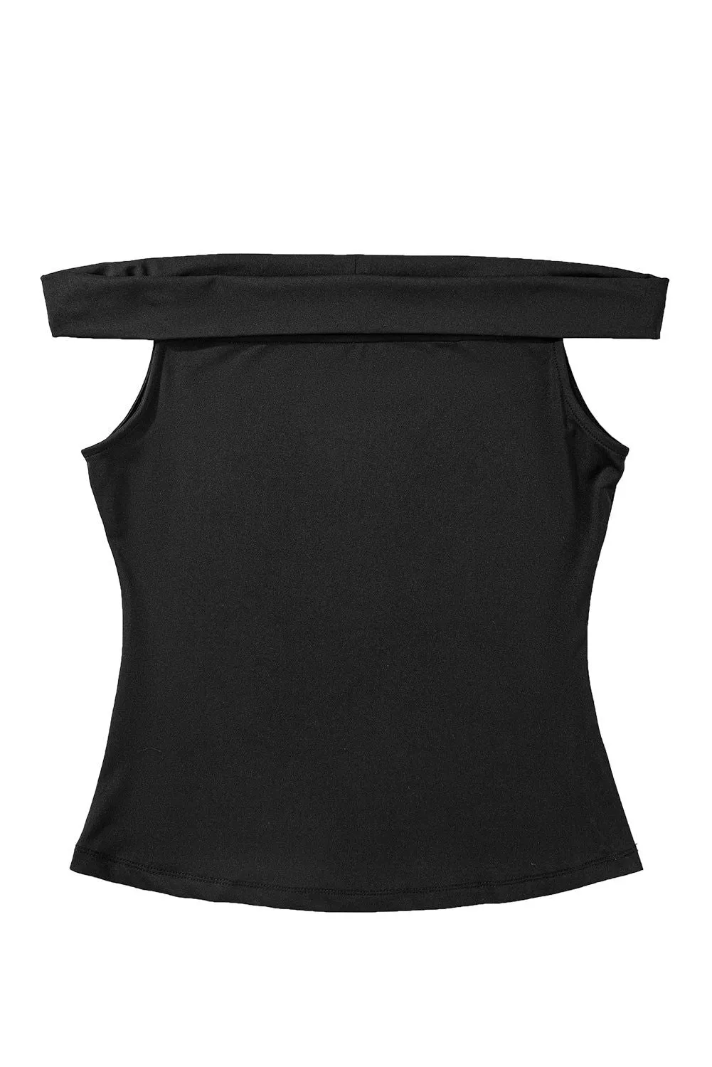 Bright Pink Solid Color Folded Off Shoulder Slim Blouse