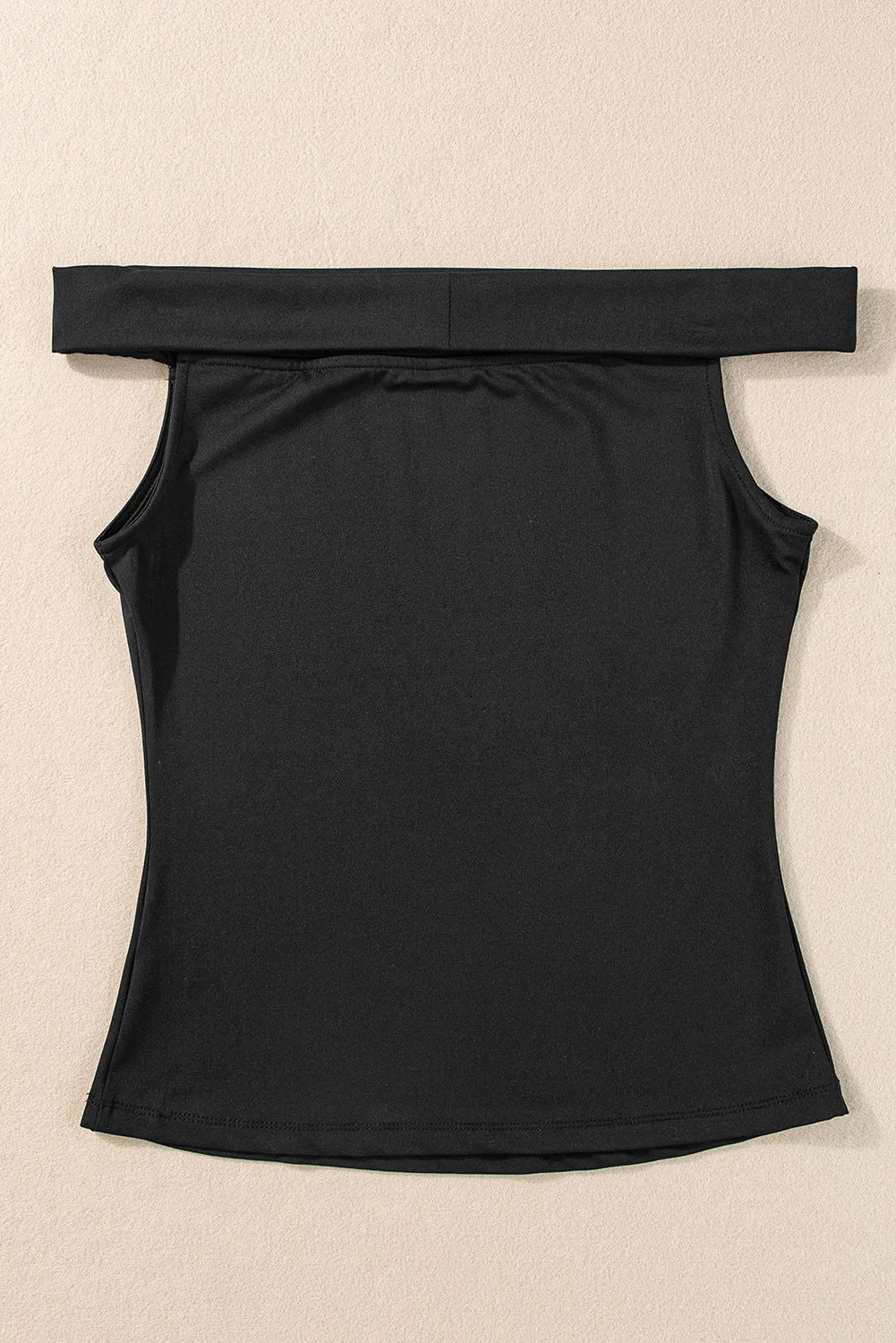 Bright Pink Solid Color Folded Off Shoulder Slim Blouse