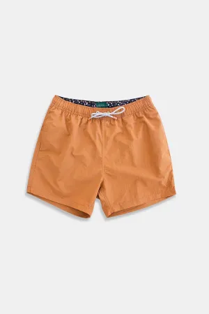 Caramel Crinkle Nylon Classic Swim Trunks