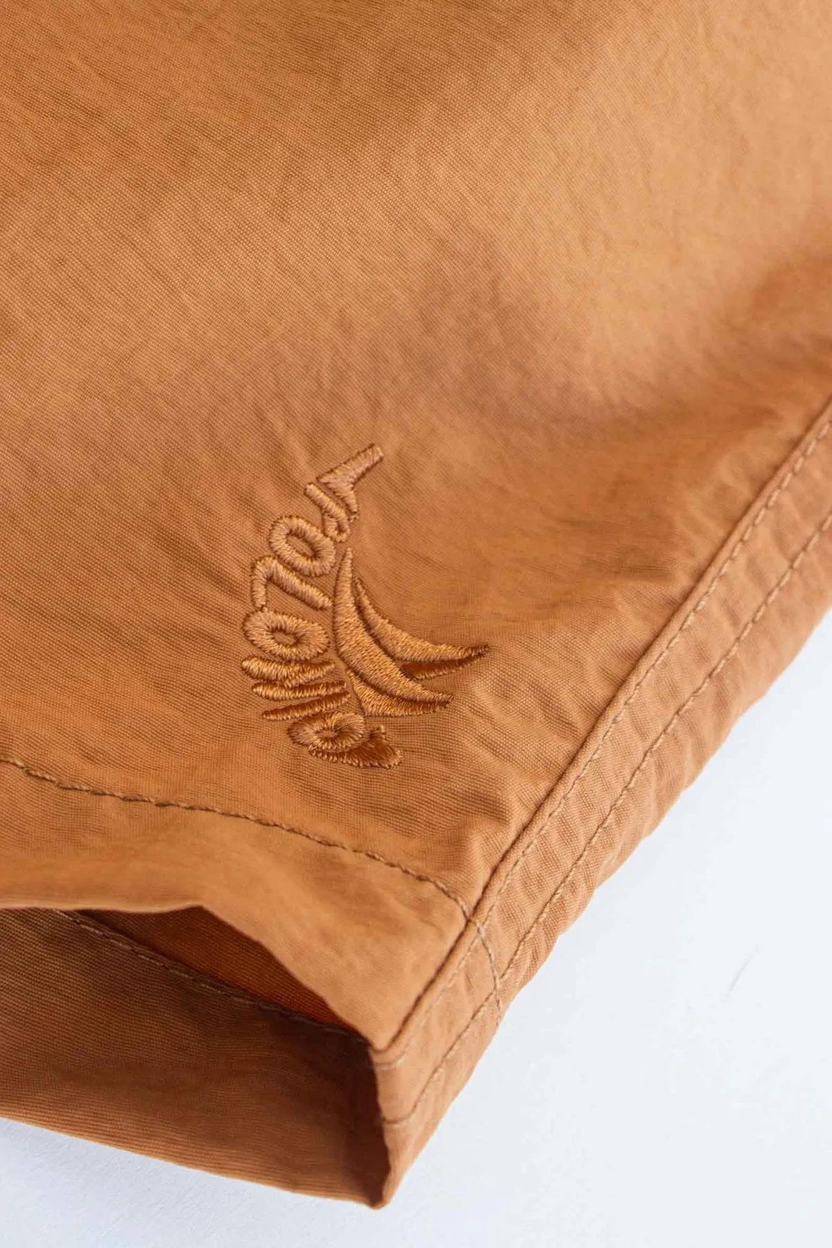 Caramel Crinkle Nylon Classic Swim Trunks