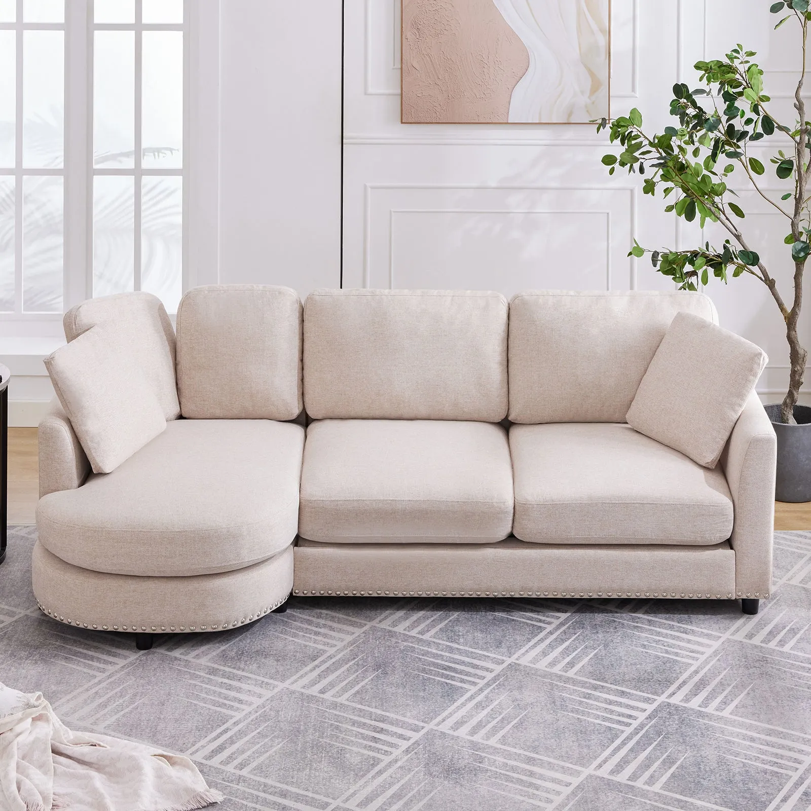 Cecer 3-Seater Modern Curved Sofa Couch