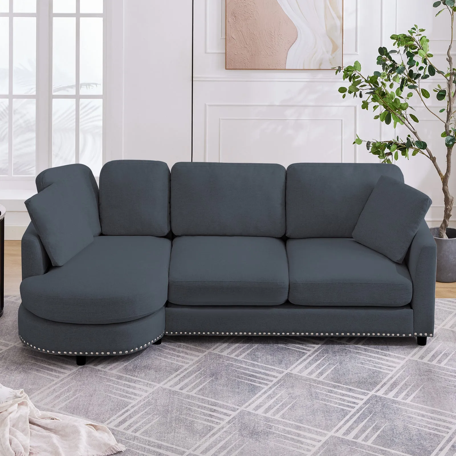 Cecer 3-Seater Modern Curved Sofa Couch
