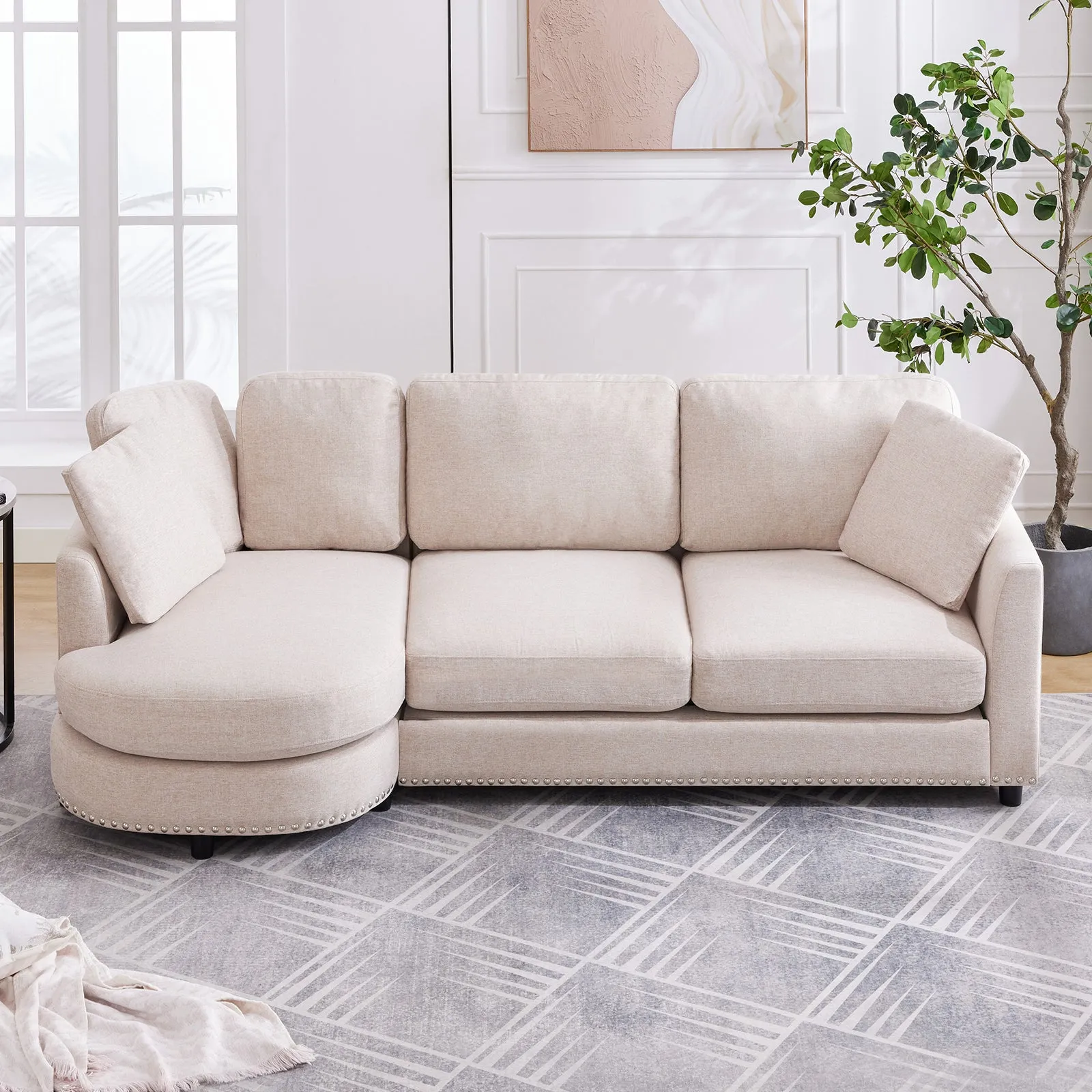 Cecer 3-Seater Modern Curved Sofa Couch