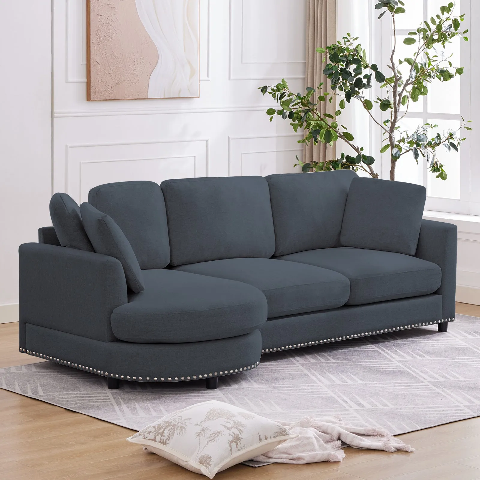 Cecer 3-Seater Modern Curved Sofa Couch