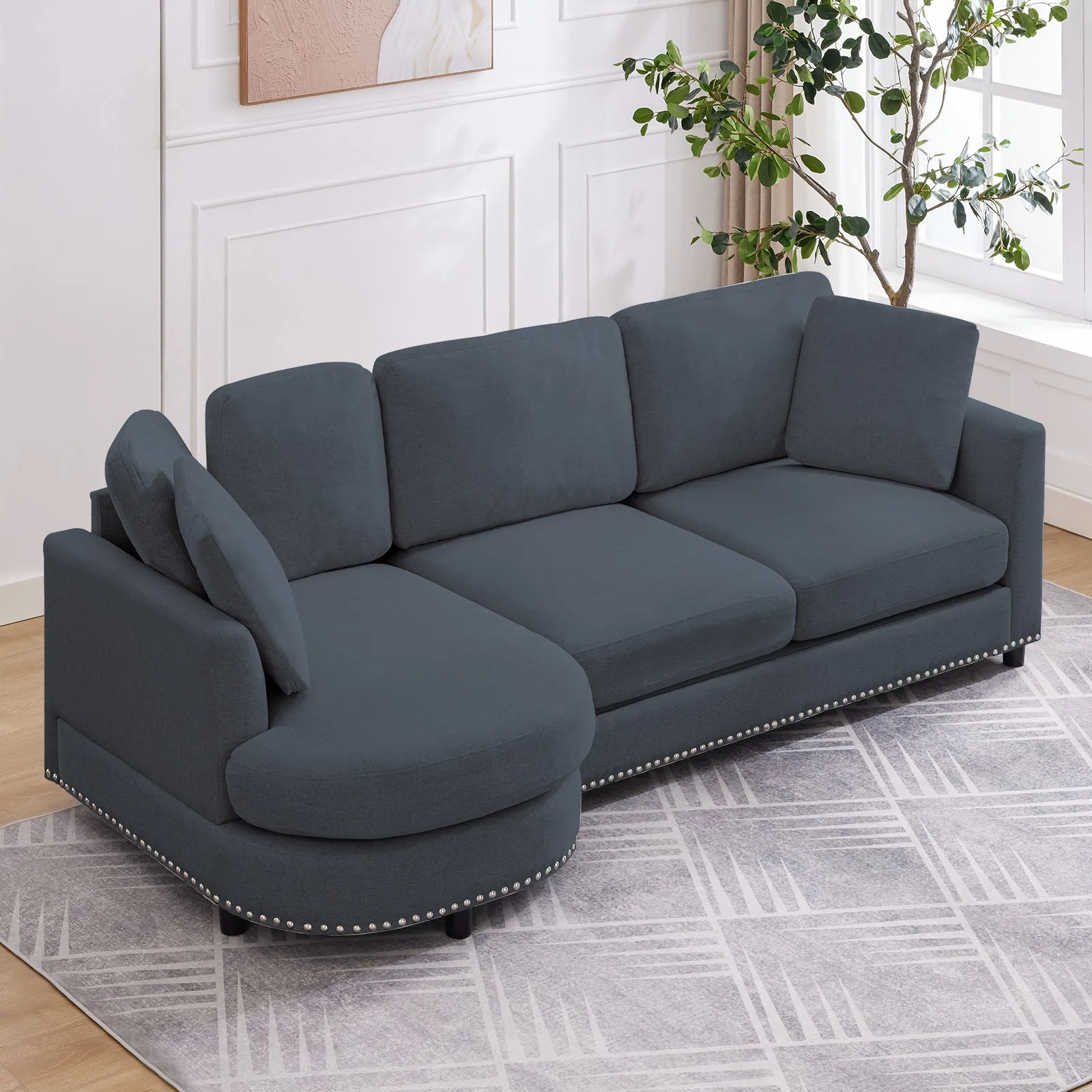 Cecer 3-Seater Modern Curved Sofa Couch