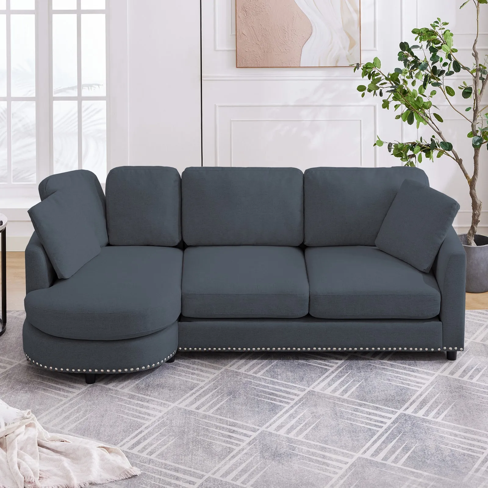 Cecer 3-Seater Modern Curved Sofa Couch