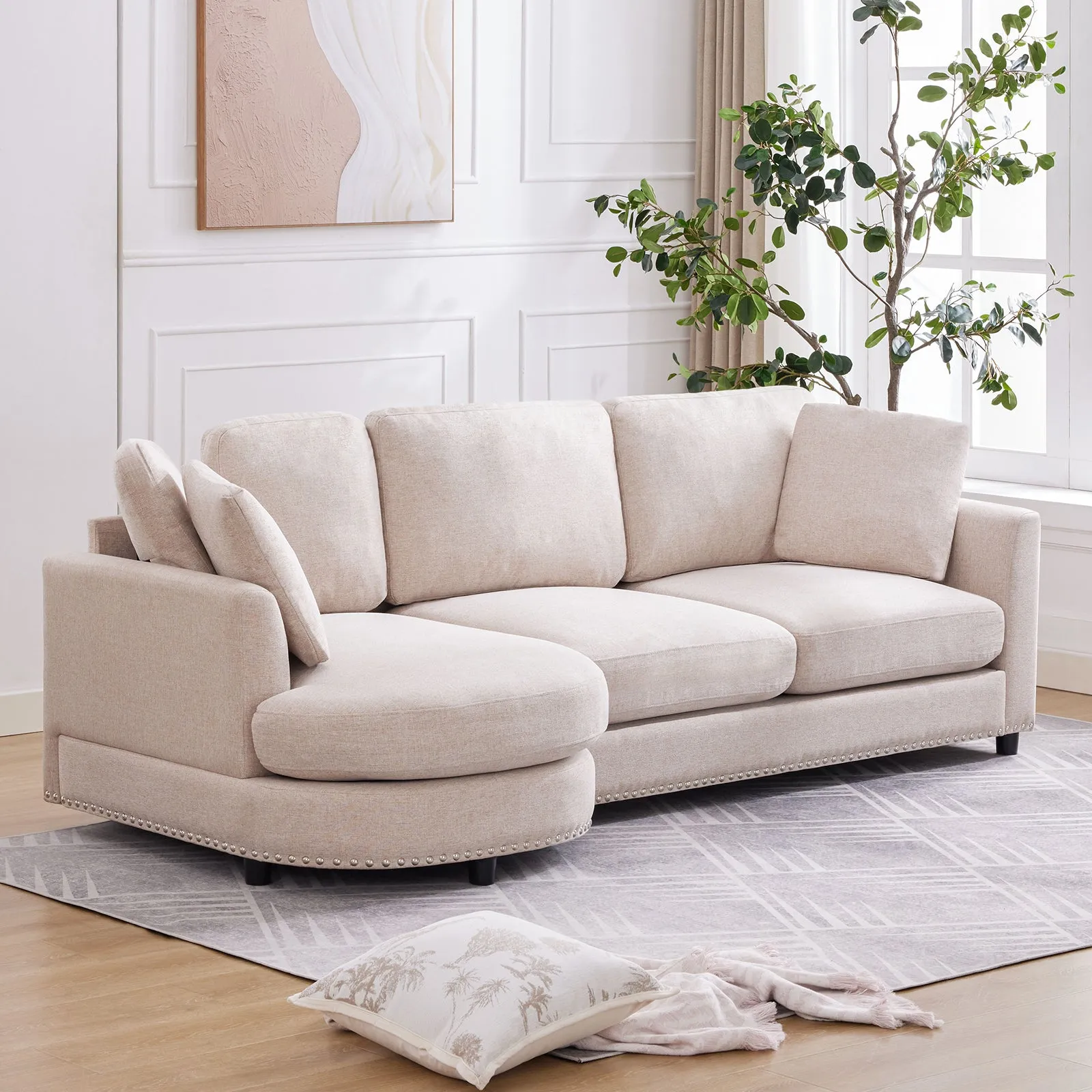 Cecer 3-Seater Modern Curved Sofa Couch