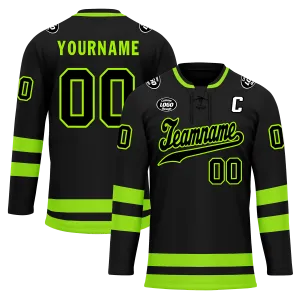 Custom Black Green Personalized Hockey Jersey HCKJ01-D0a70b8