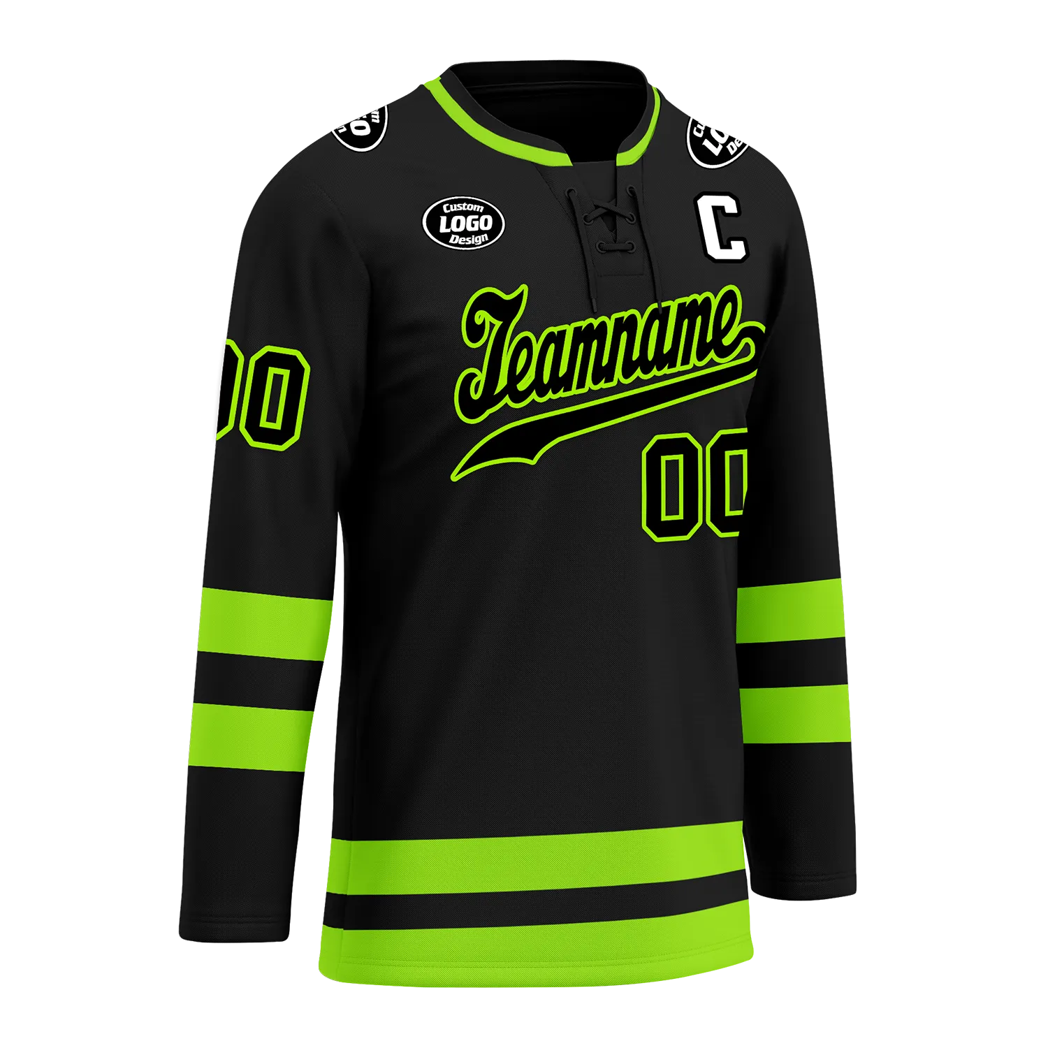 Custom Black Green Personalized Hockey Jersey HCKJ01-D0a70b8