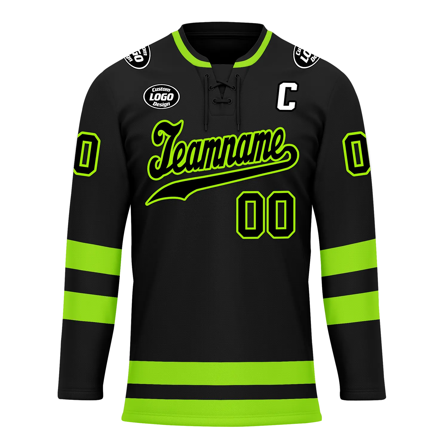 Custom Black Green Personalized Hockey Jersey HCKJ01-D0a70b8