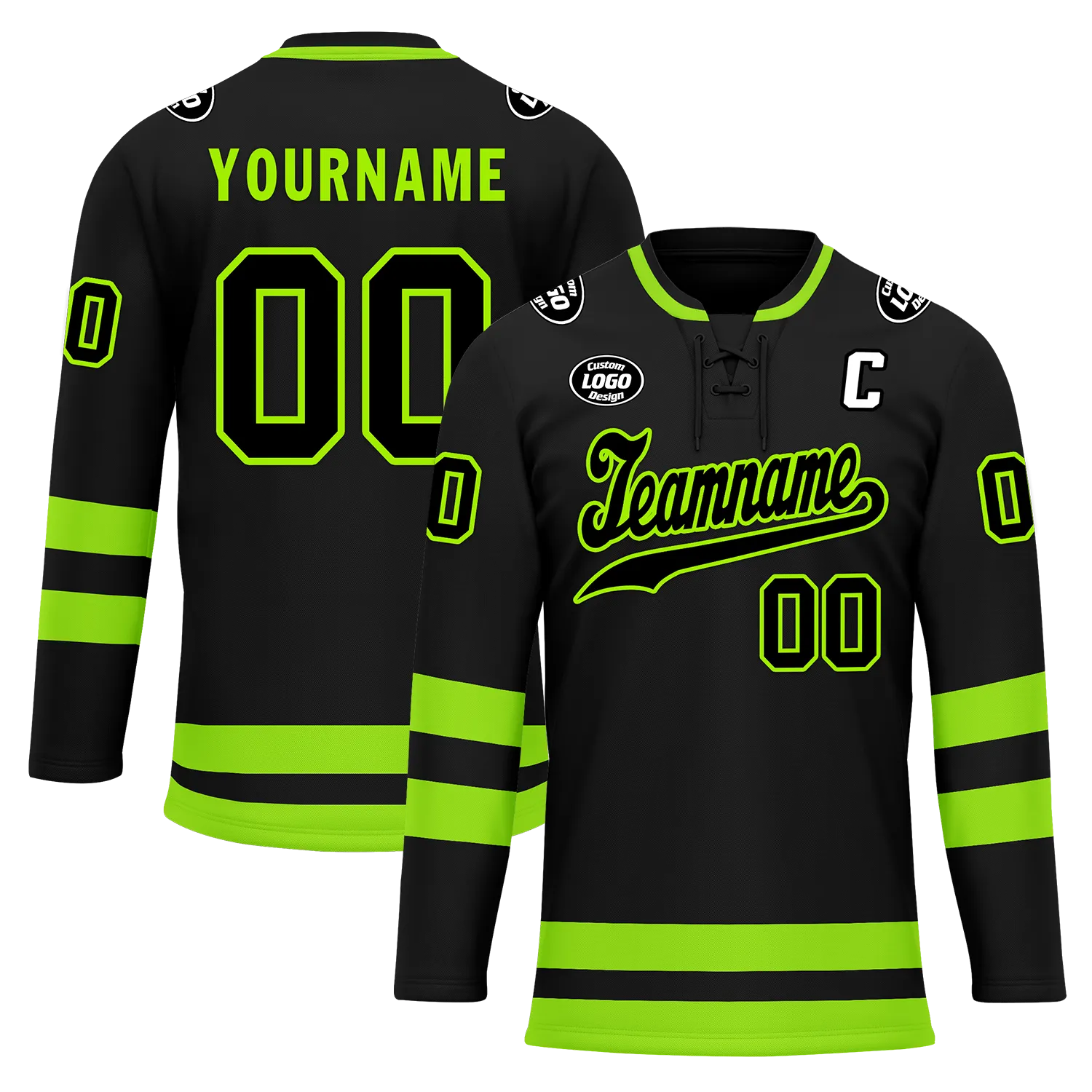 Custom Black Green Personalized Hockey Jersey HCKJ01-D0a70b8