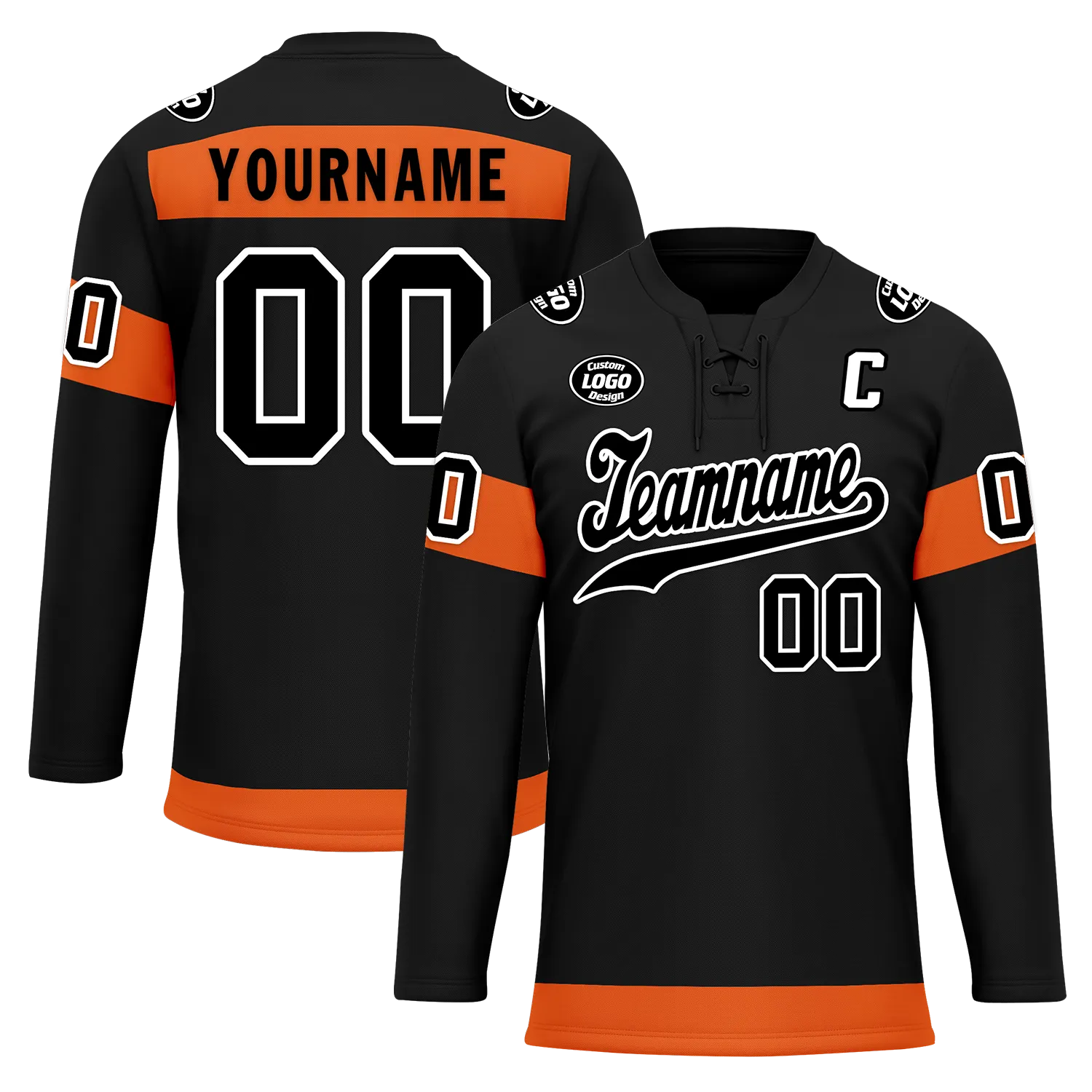 Custom Black Orange Personalized Hockey Jersey HCKJ01-D0a70ec