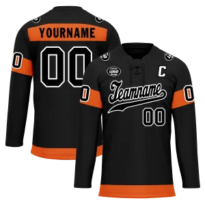 Custom Black Orange Personalized Hockey Jersey HCKJ01-D0a70ec