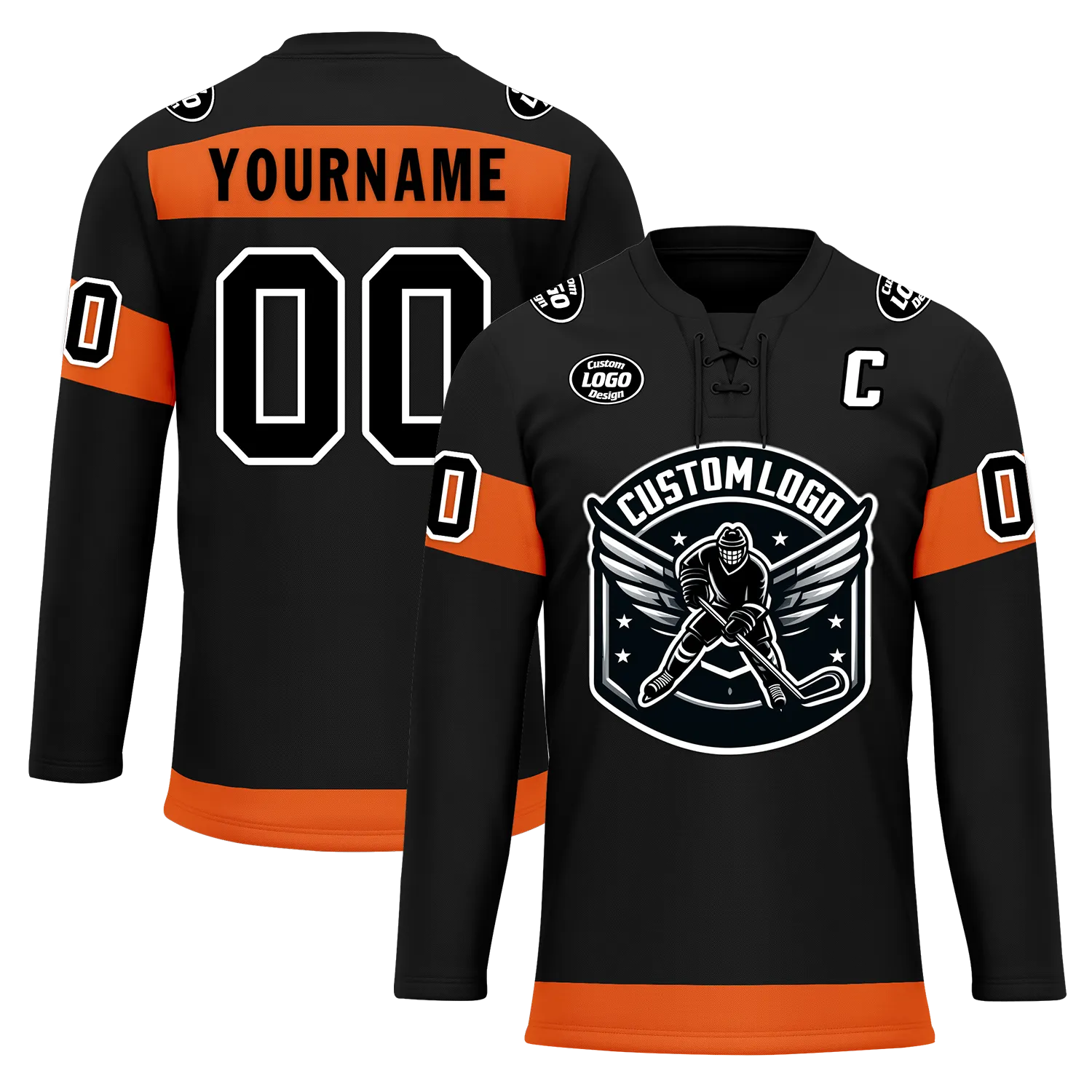 Custom Black Orange Personalized Hockey Jersey HCKJ01-D0a70ec