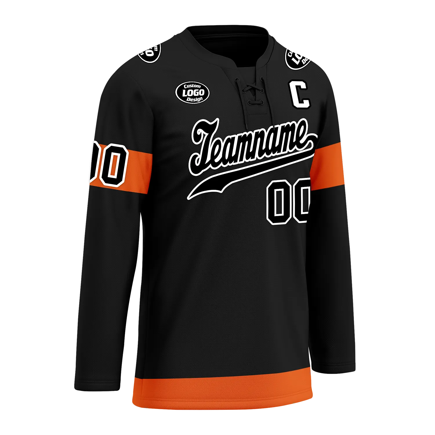 Custom Black Orange Personalized Hockey Jersey HCKJ01-D0a70ec