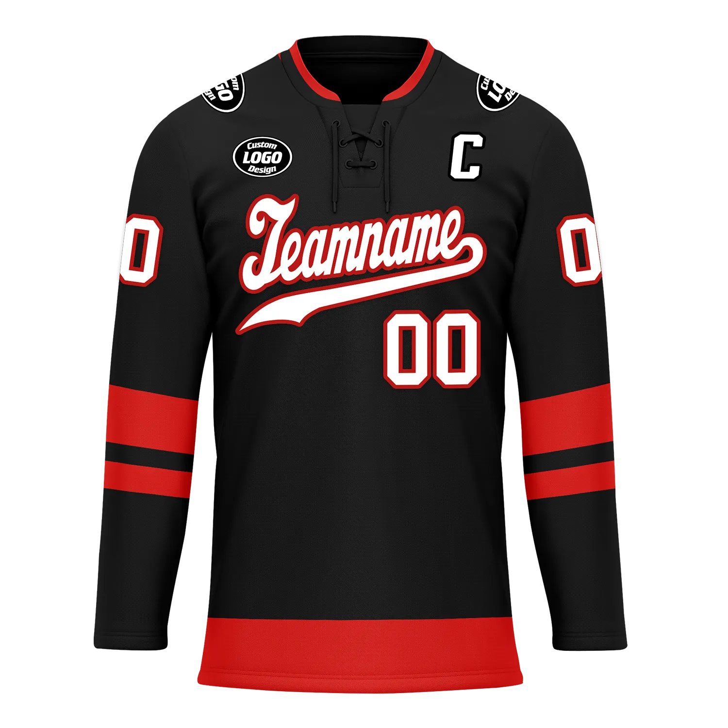 Custom Black Red Personalized Hockey Jersey HCKJ01-D0a700b