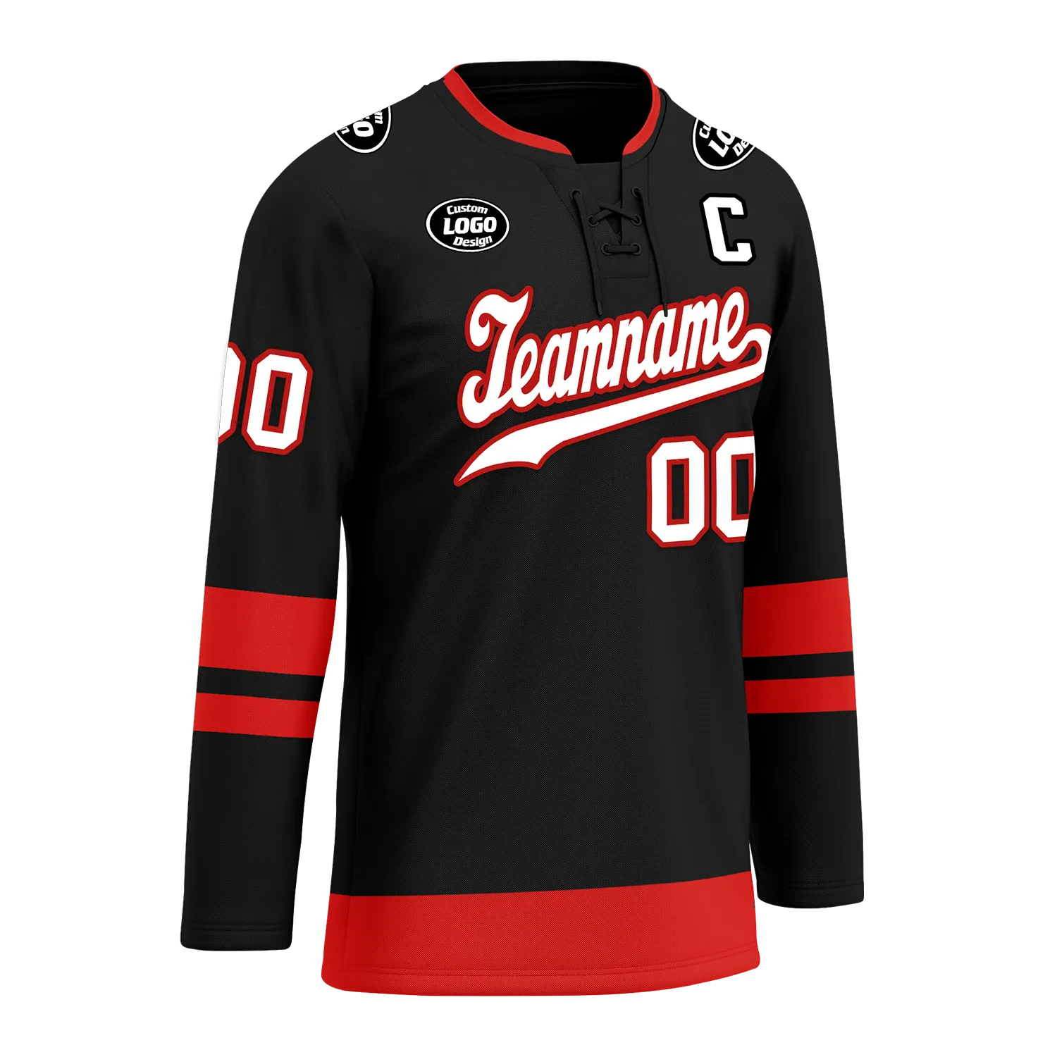 Custom Black Red Personalized Hockey Jersey HCKJ01-D0a700b