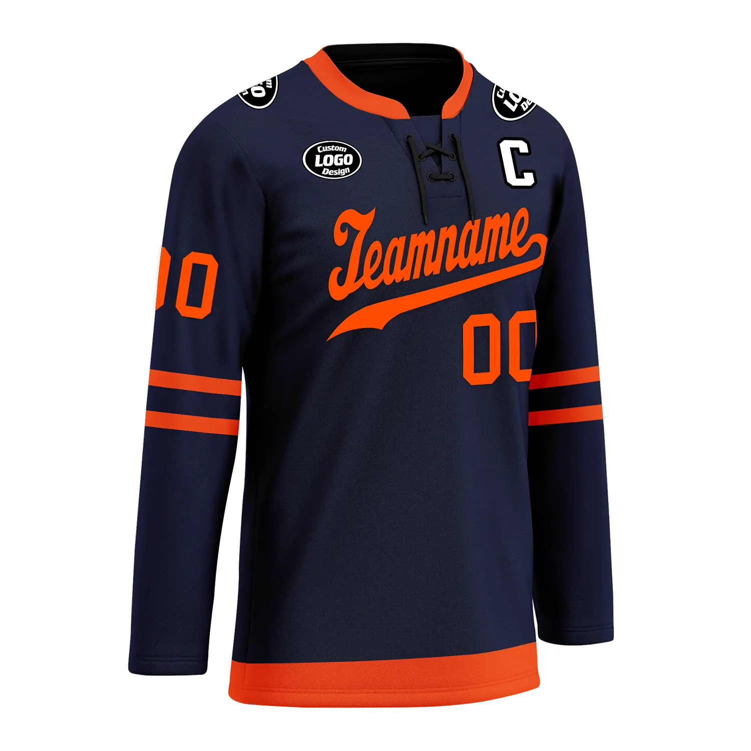 Custom Blue Orange Personalized Hockey Jersey HCKJ01-D0a70c8