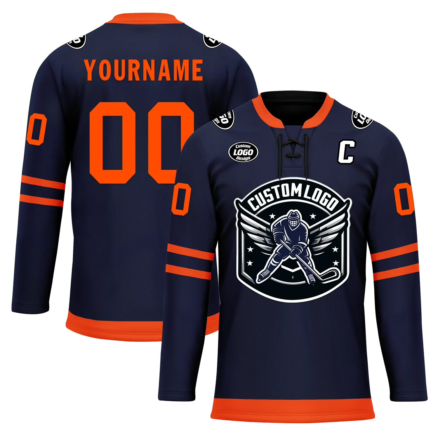 Custom Blue Orange Personalized Hockey Jersey HCKJ01-D0a70c8