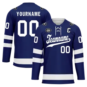Custom Blue White Personalized Hockey Jersey HCKJ01-D0a70bc