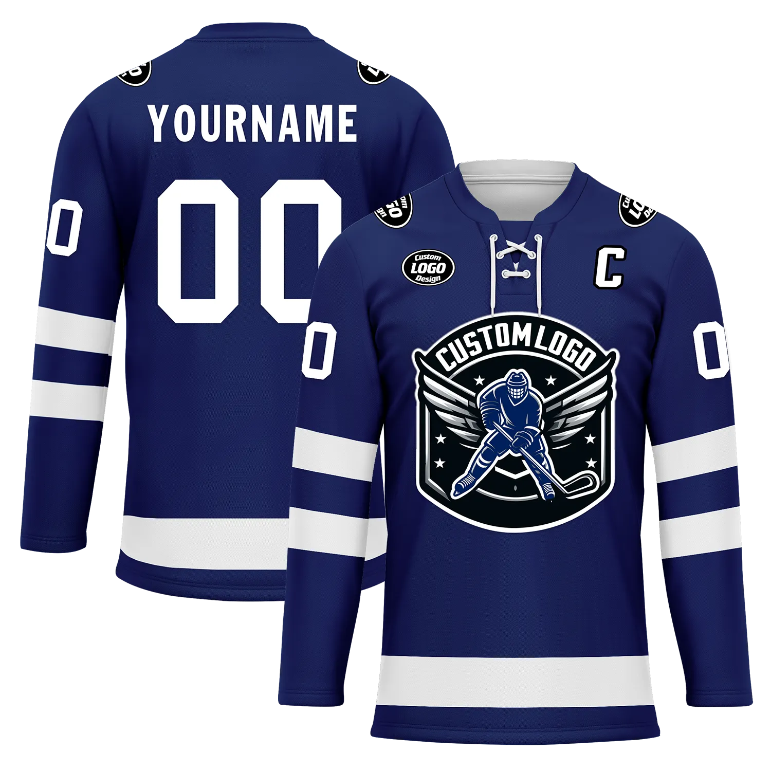 Custom Blue White Personalized Hockey Jersey HCKJ01-D0a70bc