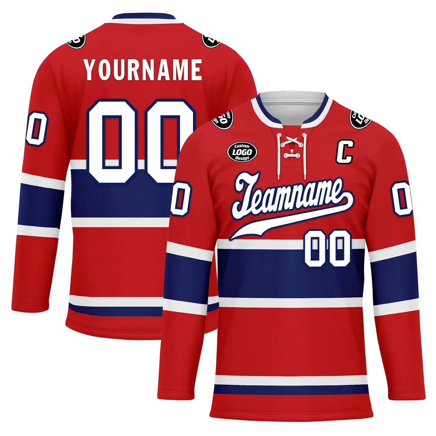Custom Red Blue Personalized Hockey Jersey HCKJ01-D0a70a7