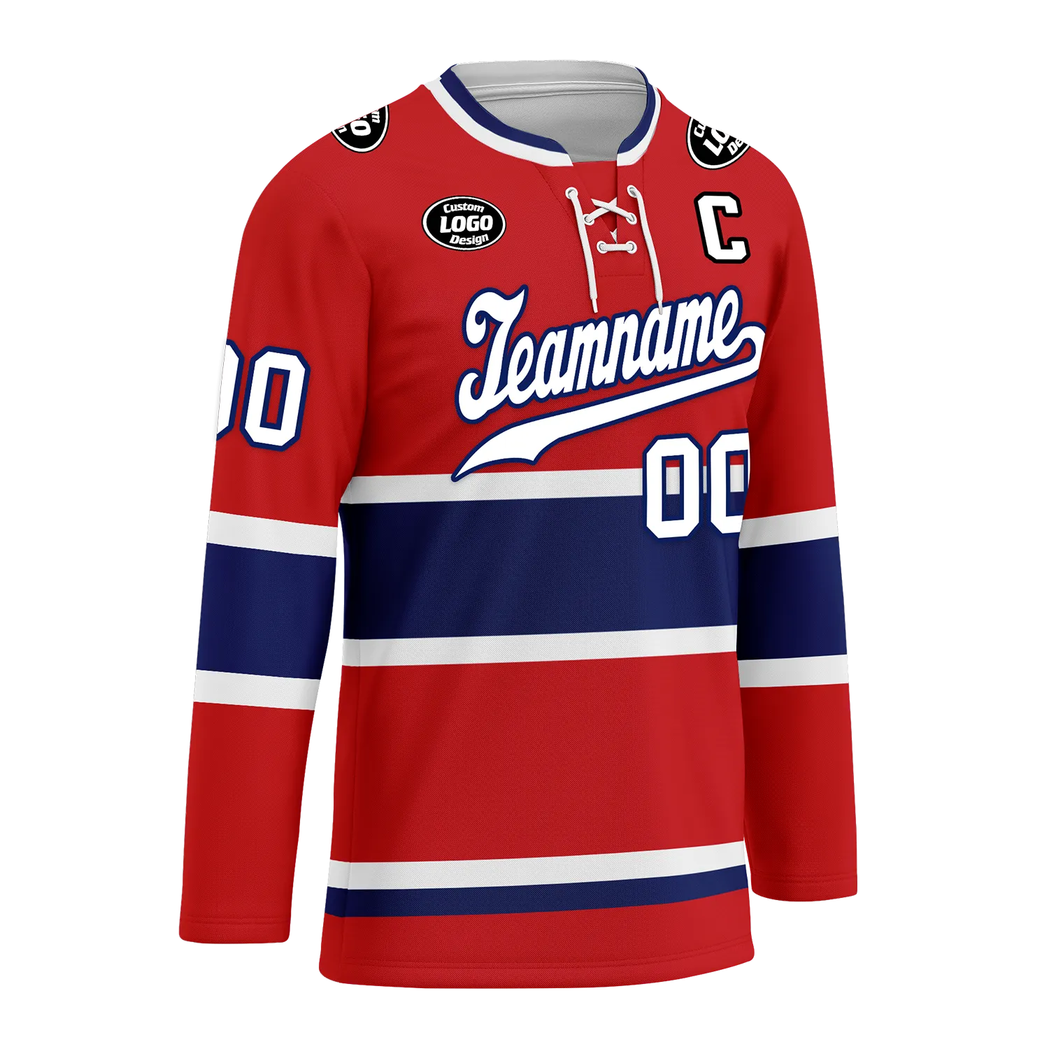 Custom Red Blue Personalized Hockey Jersey HCKJ01-D0a70a7