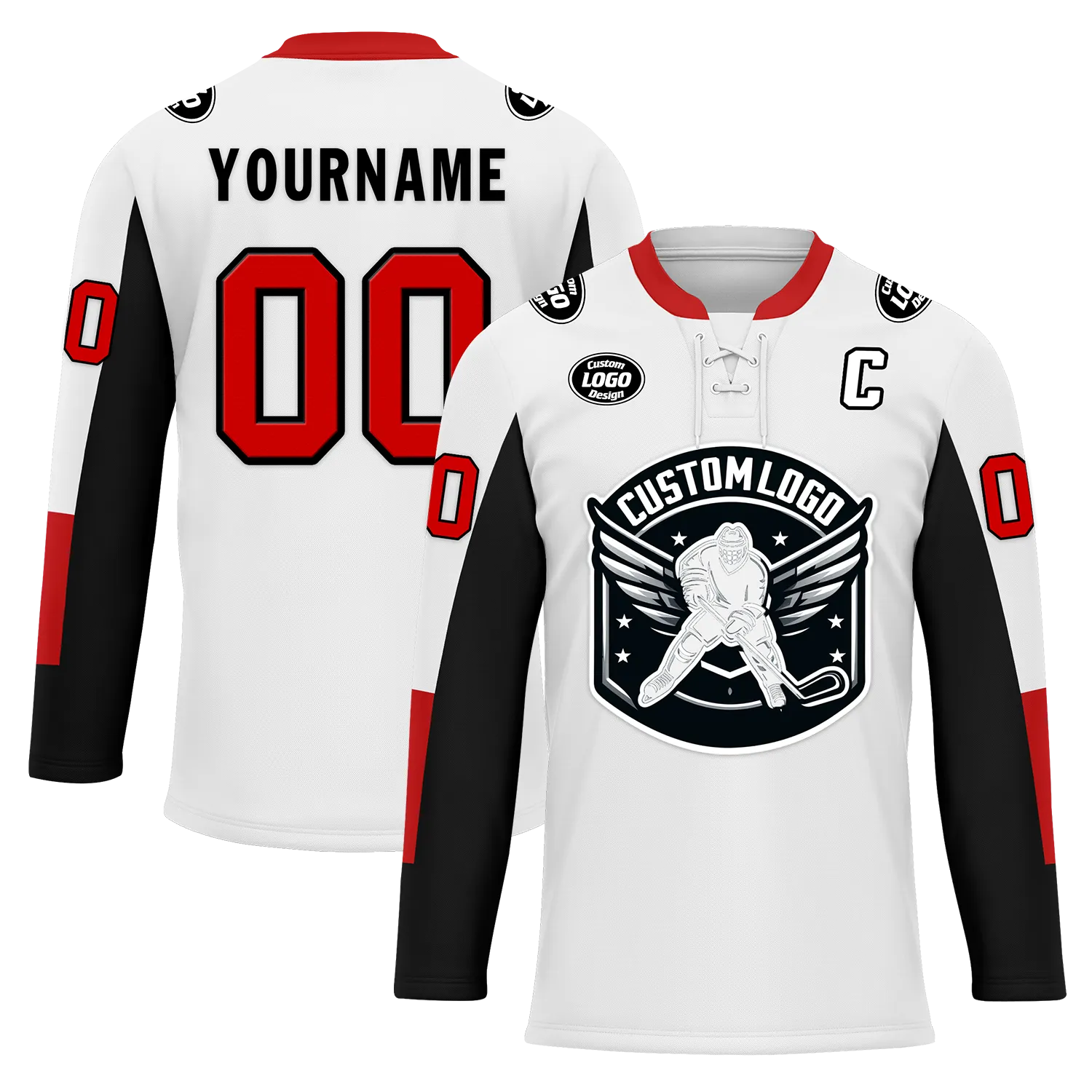 Custom White Black Personalized Hockey Jersey HCKJ01-D0a70a9