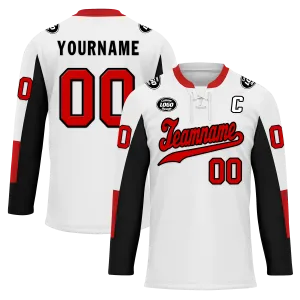 Custom White Black Personalized Hockey Jersey HCKJ01-D0a70a9