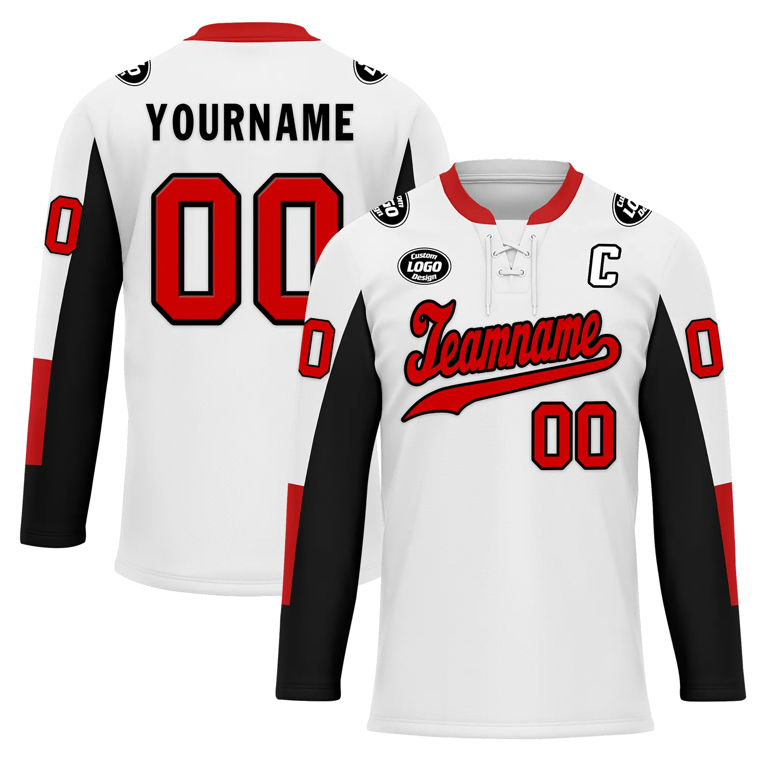 Custom White Black Personalized Hockey Jersey HCKJ01-D0a70a9