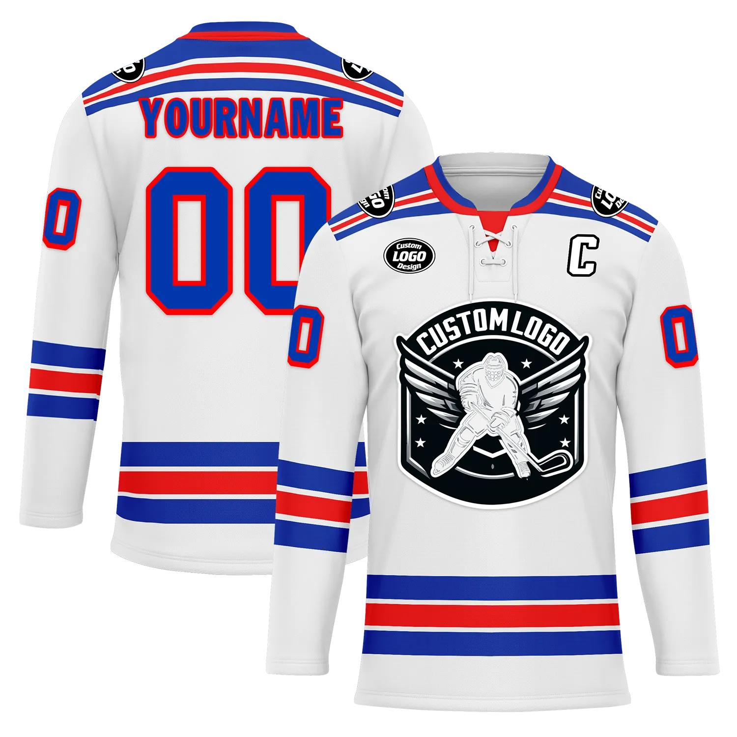Custom White Blue Personalized Hockey Jersey HCKJ01-D0a7008