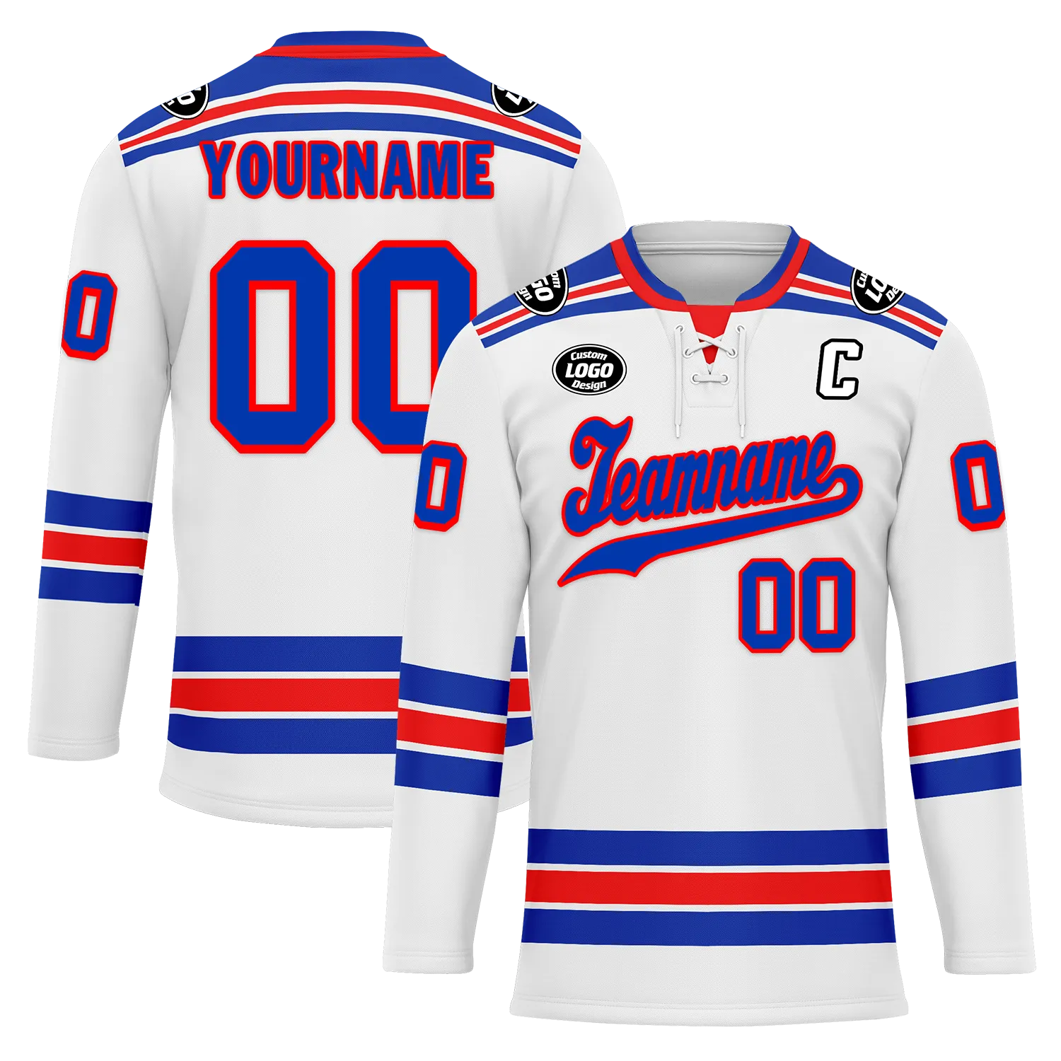 Custom White Blue Personalized Hockey Jersey HCKJ01-D0a7008